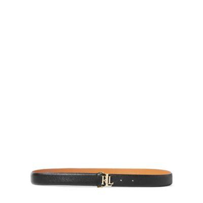 Ralph Lauren Carrington Leather Skinny Belt Black