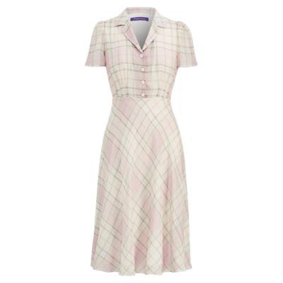 Ralph Lauren Florentina Georgette Dress Rose Ecru
