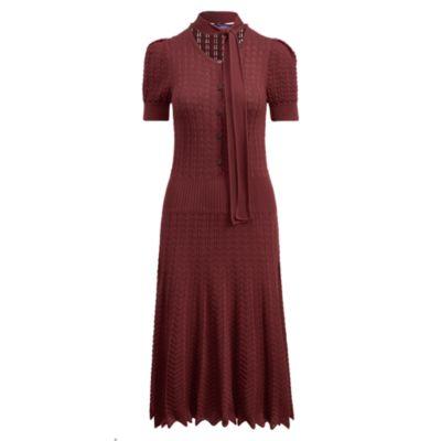 Ralph Lauren Stretch Silk Sweater Dress Bordeaux