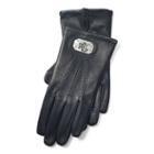 Ralph Lauren Lauren Plaque Leather Gloves Black/silver