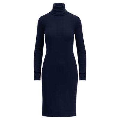 Ralph Lauren Cotton Turtleneck Dress Rl Navy