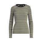 Ralph Lauren Button-shoulder Cotton Sweater Admiral Green/cream Sp