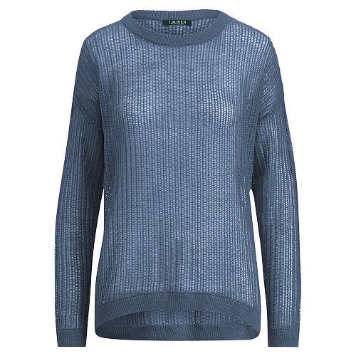 Ralph Lauren Lauren Cotton Crewneck Sweater Lt Indigo Marl