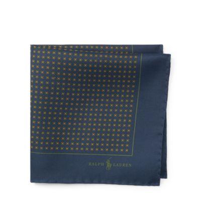 Ralph Lauren Neat Silk Twill Pocket Square Navy/green