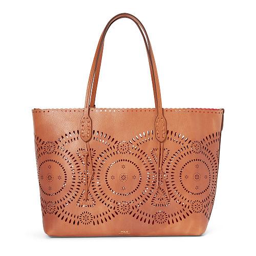 Polo Ralph Lauren Laser-cut Leather Tote Tan