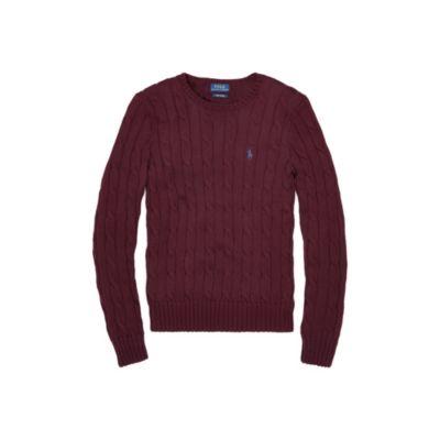 Ralph Lauren Cable-knit Cotton Sweater Aged Wine
