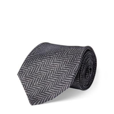Ralph Lauren Herringbone-print Madder Tie Charcoal