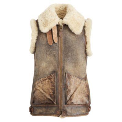 Ralph Lauren Shearling Full-zip Vest Brown