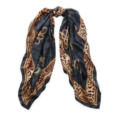 Ralph Lauren Patchwork Silk Scarf Bright Navy