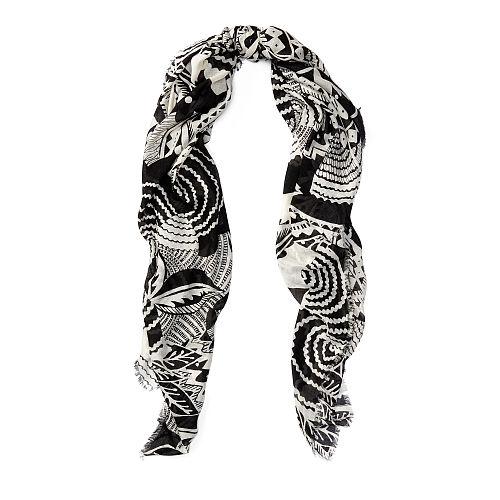 Polo Ralph Lauren Abstract Floral Silk Scarf Black/cream