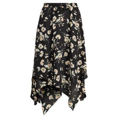 Ralph Lauren Floral Georgette Skirt Black/peach