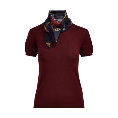 Ralph Lauren Silk-scarf Merino Sweater Bordeaux