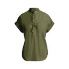 Ralph Lauren Ruffled Stretch Cotton Top Admiral Green