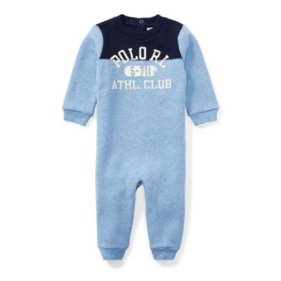 Ralph Lauren Cotton-blend-fleece Coverall Campus Blue Heather 3m