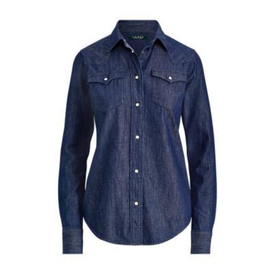 Ralph Lauren Indigo Chambray Western Shirt Renegade Blue Wash