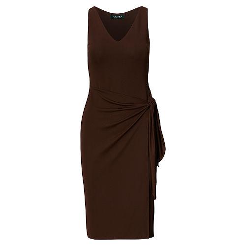 Ralph Lauren Lauren Faux-wrap Jersey Dress Circuit Brown