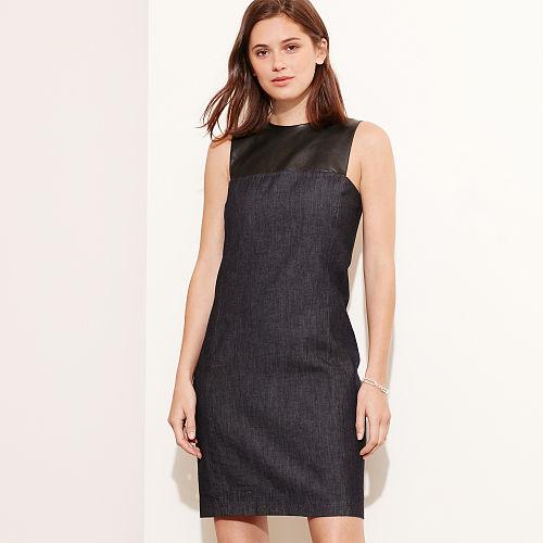 Ralph Lauren Lauren Denim Shift Dress Blue Multi