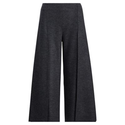 Ralph Lauren Cropped Wool Wide-leg Pant Onyx Heather