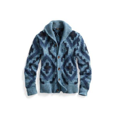 Ralph Lauren Hand-knit Shawl Cardigan Indigo