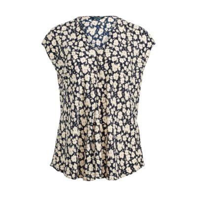 Ralph Lauren Floral Georgette Top Navy/cream