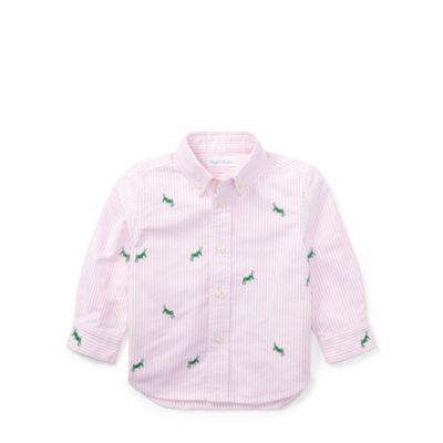 Ralph Lauren Striped Cotton Oxford Shirt Pink Multi 6m