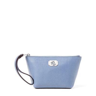 Ralph Lauren Leather Cosmetic Wristlet Blue Mist