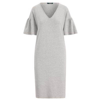 Ralph Lauren Ruffle-sleeve Sweater Dress Stone Grey Heather Xsp