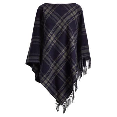 Ralph Lauren Plaid Merino Poncho Sweater Multi