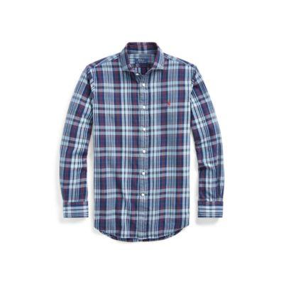 Ralph Lauren Classic Fit Plaid Twill Shirt Sage/red Multi