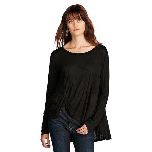 Ralph Lauren Denim & Supply Lace-trim Slub Jersey Top Polo Black
