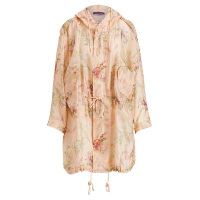 Ralph Lauren Floral Silk Garza Parka Apricot Multi