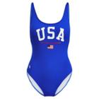 Ralph Lauren Usa One-piece Swimsuit Blue Multi