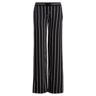 Ralph Lauren Striped Satin Wide-leg Pant Polo Black/cream