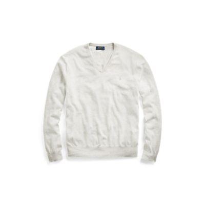 Ralph Lauren Cotton V-neck Sweater Lawrence Grey Heather