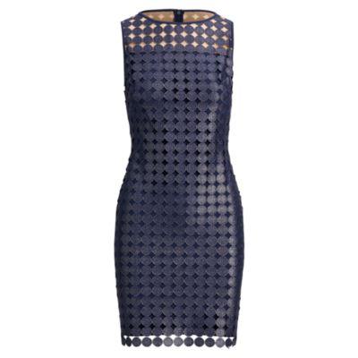Ralph Lauren Metallic Dotted Lace Dress Navy-silver Foil