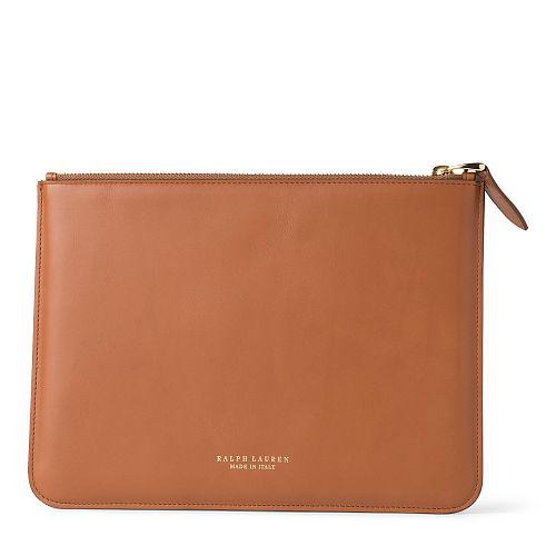 Ralph Lauren Calfskin Zip Pouch Rl Gold