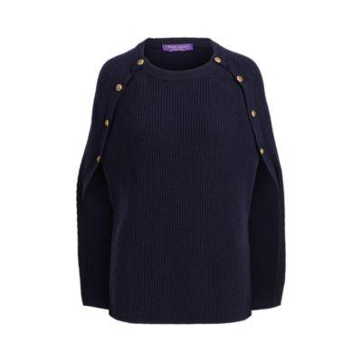 Ralph Lauren Button Cashmere Cape Sweater Night Blue