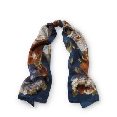 Ralph Lauren Florina Floral Silk Scarf Navy
