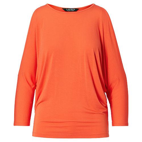 Ralph Lauren Lauren Cutout-shoulder Jersey Top Sunset Orange