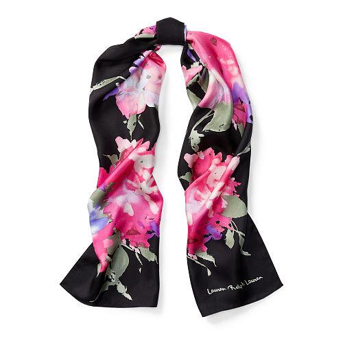 Ralph Lauren Lauren Colette Floral Silk Scarf Black