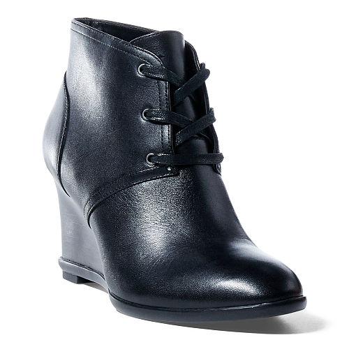 Ralph Lauren Lauren Tamia Calfskin Wedge Bootie Black