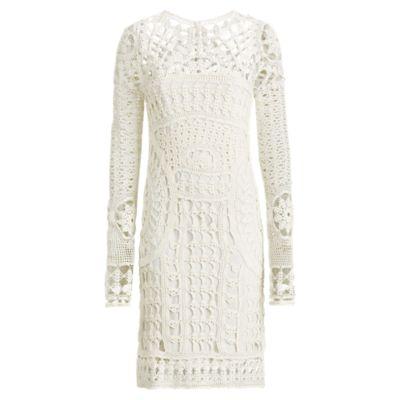 Ralph Lauren Crocheted Silk Tunic Dress White