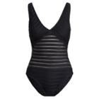 Ralph Lauren Mesh V-neck One-piece Black