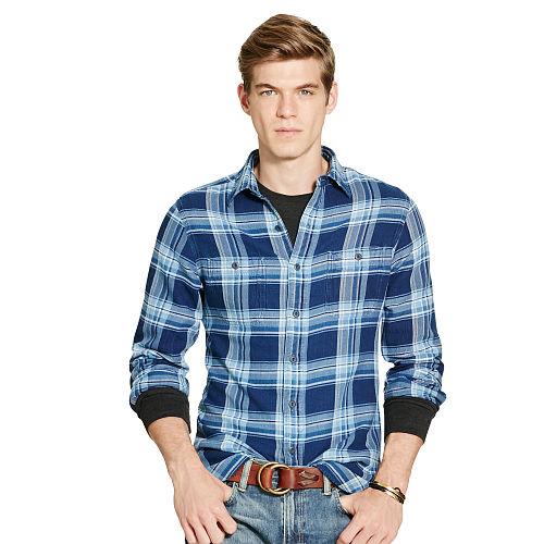 Polo Ralph Lauren Indigo Plaid Cotton Workshirt Navy/medium Blue