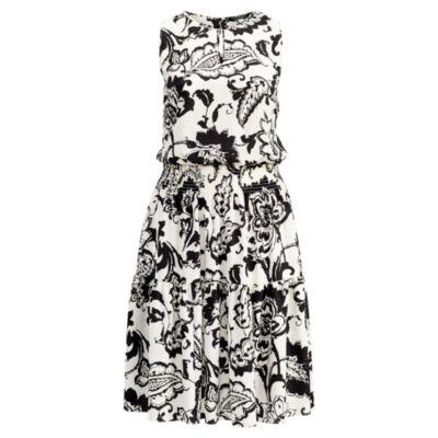 Ralph Lauren Floral-print Keyhole Dress Pearl/black