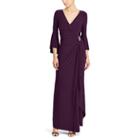 Ralph Lauren Lauren Ruched Jersey Gown With Brooch