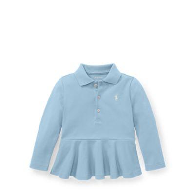 Ralph Lauren Cotton Mesh Peplum Polo Shirt Elite Blue 3m