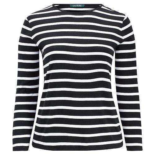 Ralph Lauren Lauren Woman Striped Buttoned-shoulder Top