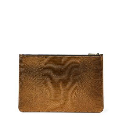 Ralph Lauren Lizard-embossed Leather Pouch Gold