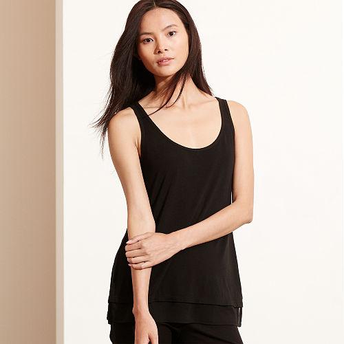 Ralph Lauren Lauren Georgette-hem Jersey Tank Black